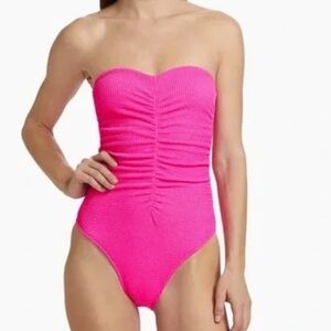 Milly Pink Ruched One Piece Swimsuit NWT size L